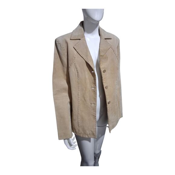 Y2k Vtg AR Bernardo Fashion Suede Womens size Medium Stitch Hippie Grunge Blazer - Picture 1 of 15